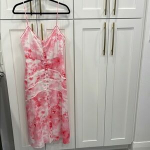 NWT Lovers + Friends  Alexa Midi Dress in Poppy Tie Dye with Flaw Size Medium